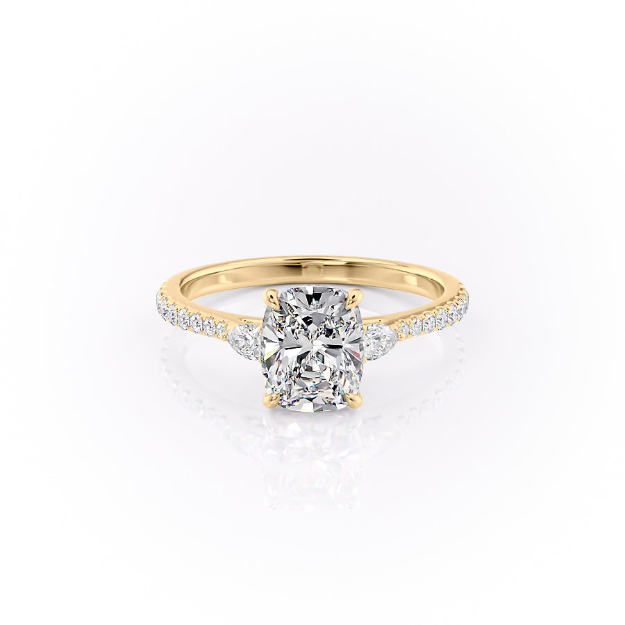 The Pave Pears Liv Set With A 3 Carat Elongated Cushion Lab Diamond