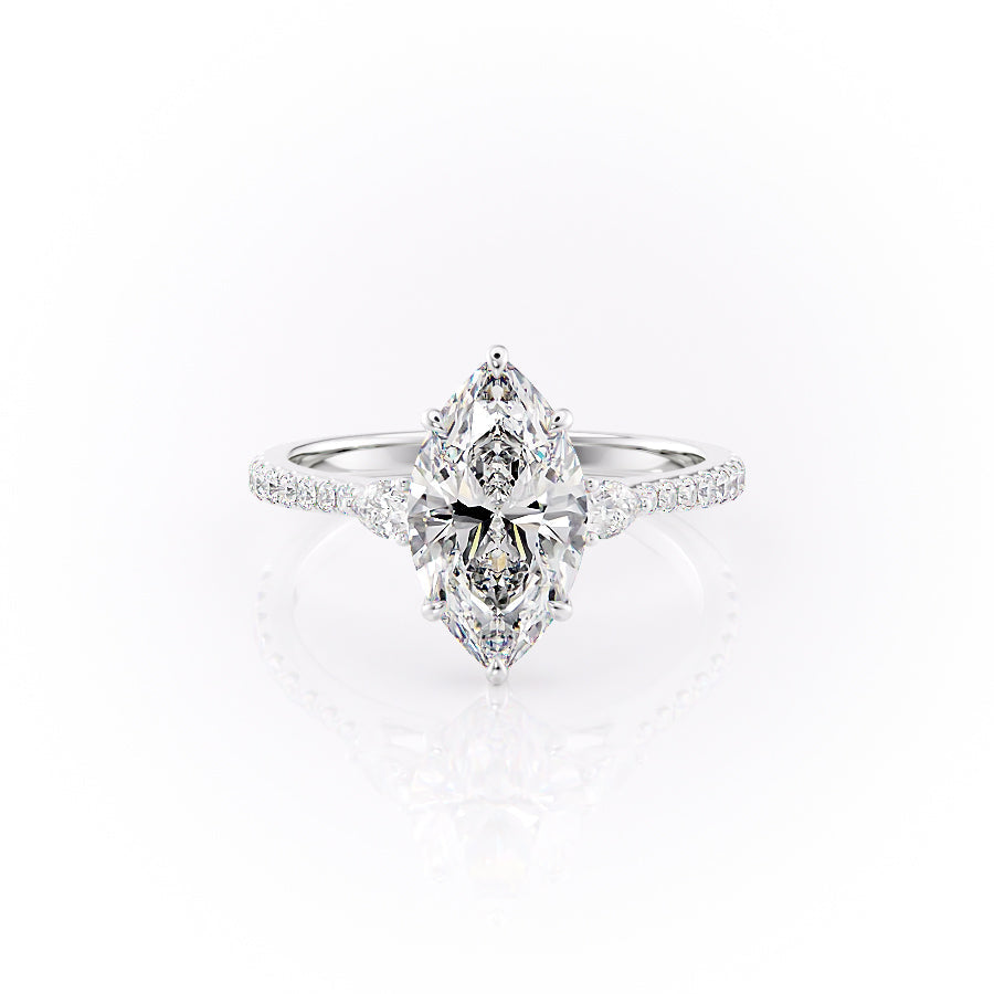 The Pave Pears Liv Set With A 2.5 Carat Marquise Lab Diamond