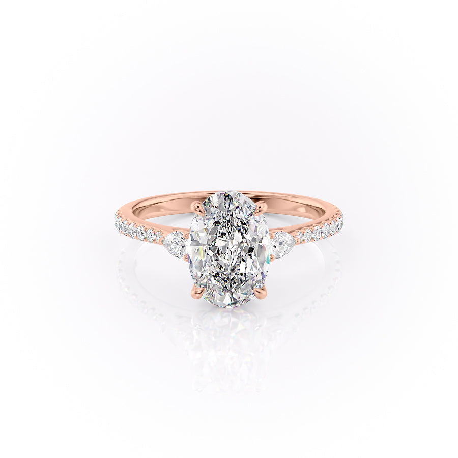 The Pave Pears Liv Set With A 1 Carat Oval Lab Diamond