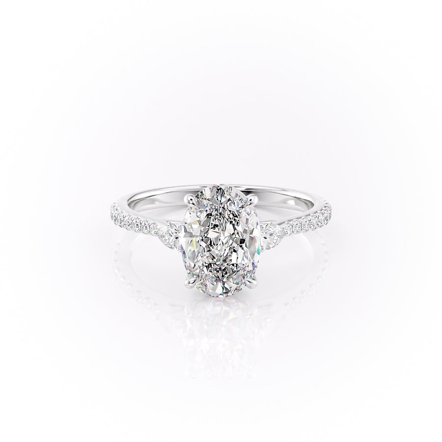 The Pave Pears Liv Set With A 2 Carat Oval Lab Diamond