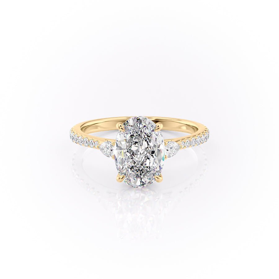 The Pave Pears Liv Set With A 1.5 Carat Oval Lab Diamond