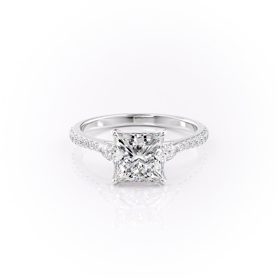 The Pave Pears Liv Set With A 1 Carat Princess Lab Diamond