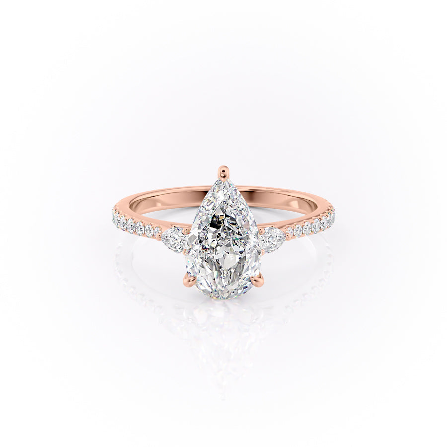 The Pave Pears Liv Set With A 2.5 Carat Pear Lab Diamond