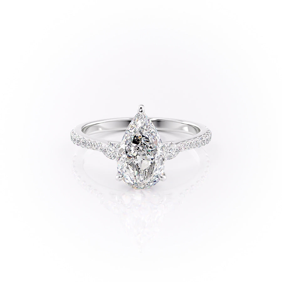 The Pave Pears Liv Set With A 1 Carat Pear Lab Diamond