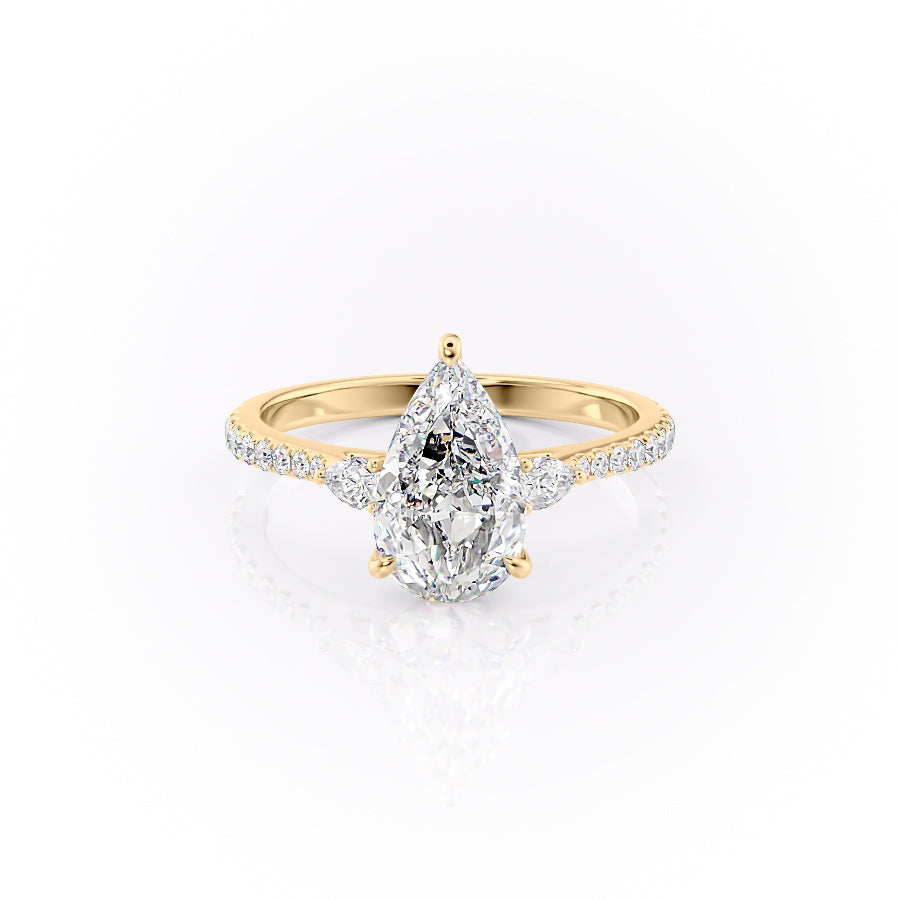 The Pave Pears Liv Set With A 3 Carat Pear Lab Diamond