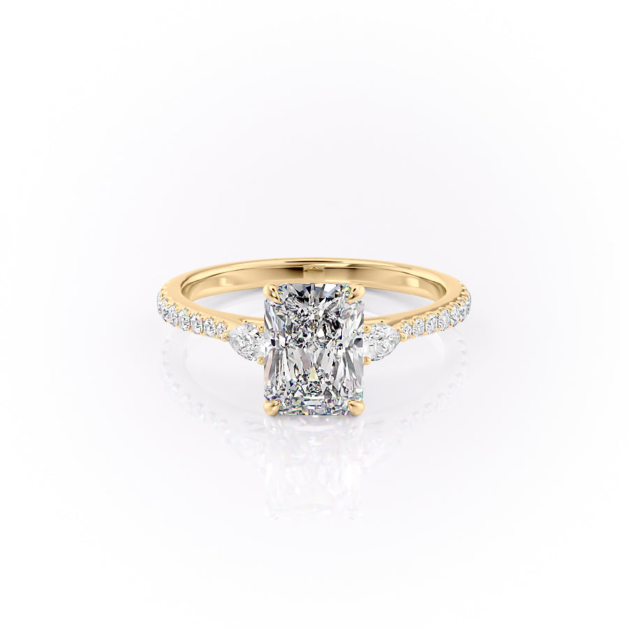 The Pave Pears Liv Set With A 1.5 Carat Radiant Lab Diamond