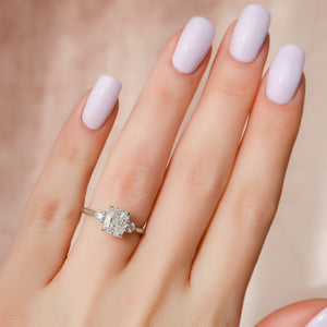 The Lia Set With A 2 Carat Elongated Cushion Moissanite