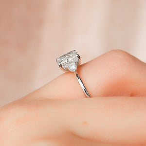 The Lia Set With A 2 Carat Elongated Cushion Moissanite