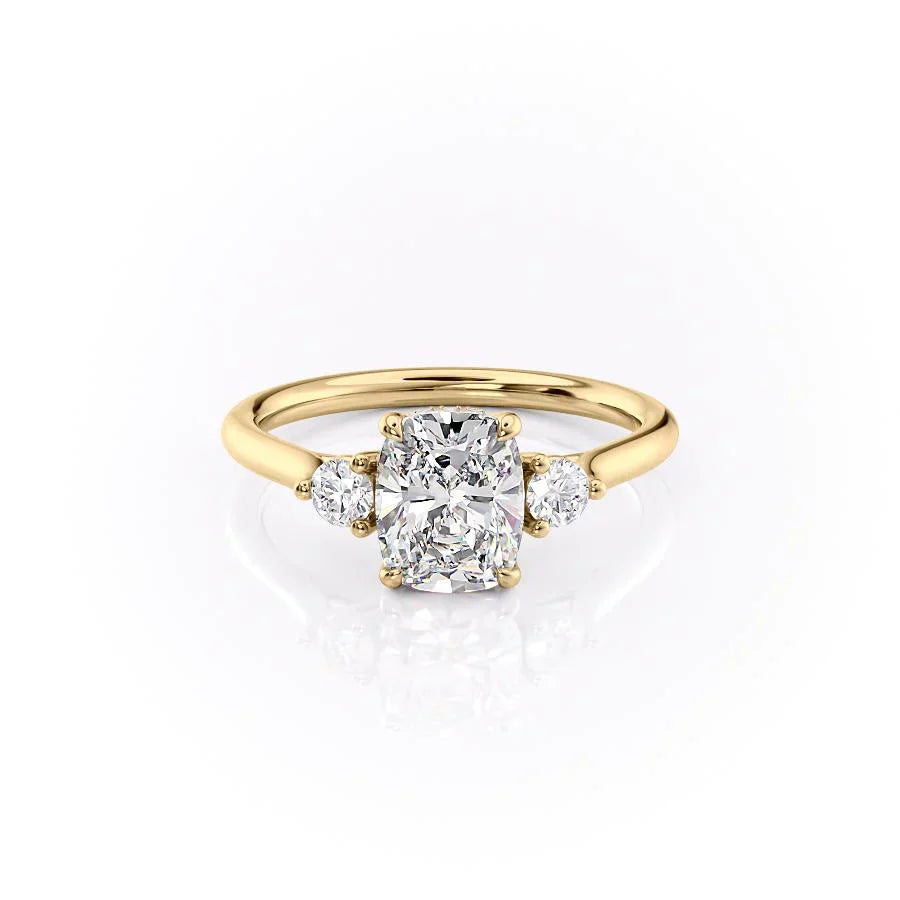 The Lia Set With A 4 Carat Elongated Cushion Moissanite