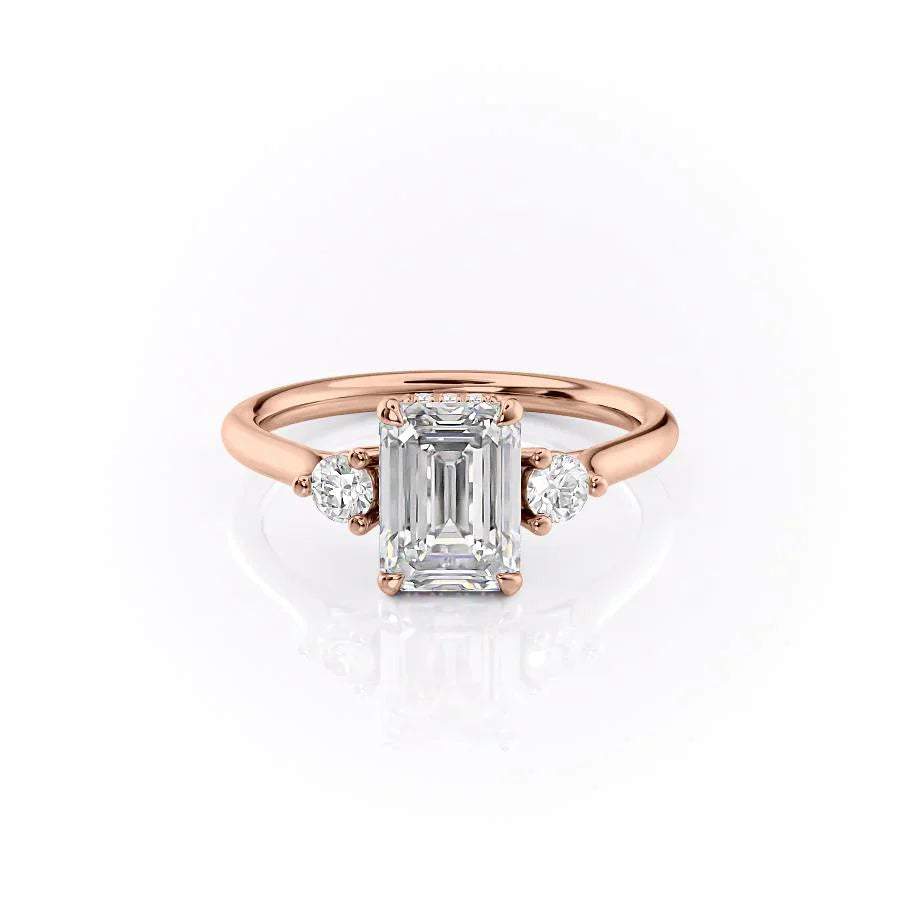 The Lia Set With A 3 Carat Emerald Moissanite