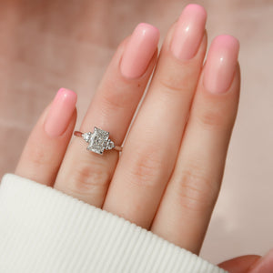 The Lia Set With A 3 Carat Radiant Lab Diamond
