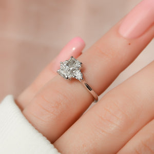 The Lia Set With A 3 Carat Radiant Lab Diamond