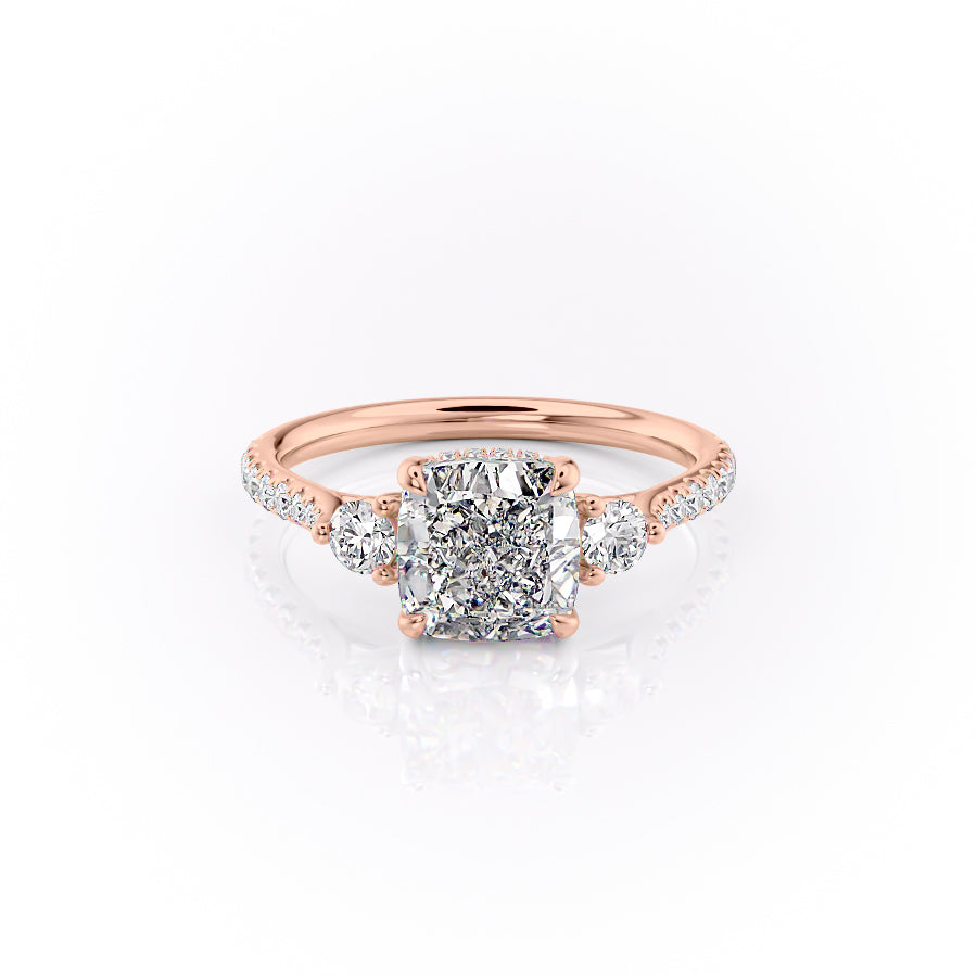 The Pave Lia Set With A 1 Carat Cushion Lab Diamond