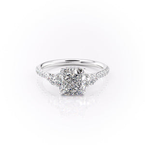 The Pave Lia Set With A 2.5 Carat Cushion Lab Diamond