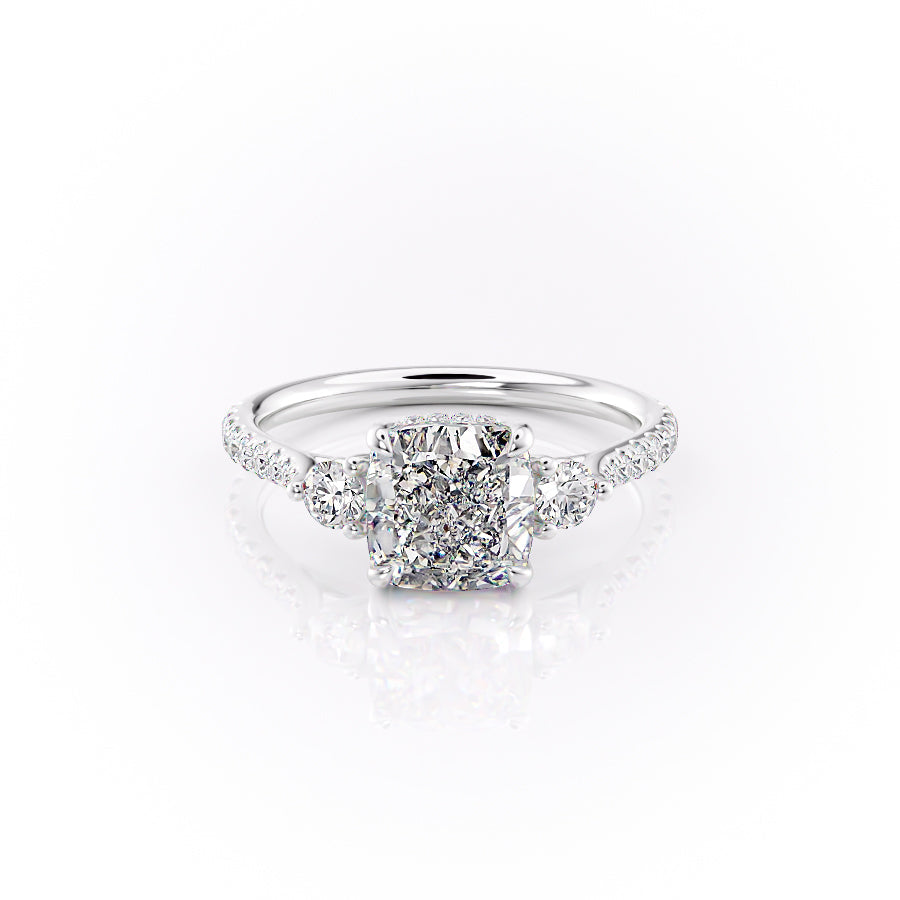 The Pave Lia Set With A 3 Carat Cushion Lab Diamond