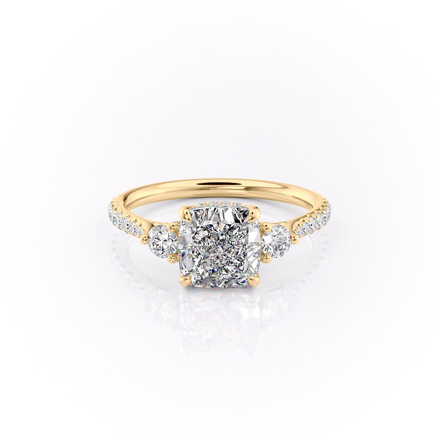 The Pave Lia Set With A 3 Carat Cushion Moissanite