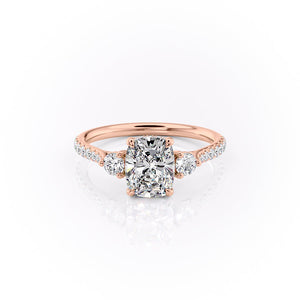 The Pave Lia Set With A 4 Carat Elongated Cushion Moissanite