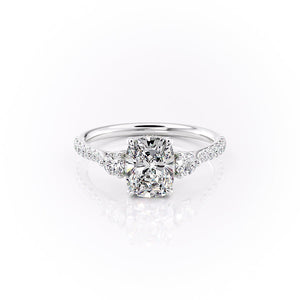 The Pave Lia Set With A 1 Carat Elongated Cushion Lab Diamond