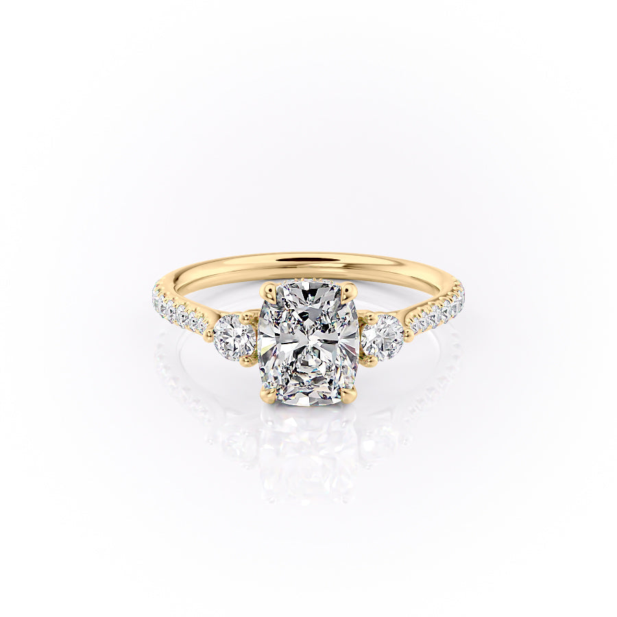 The Pave Lia Set With A 3 Carat Elongated Cushion Lab Diamond
