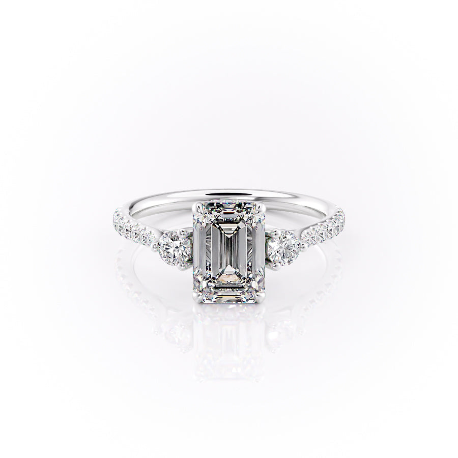 The Pave Lia Set With A 2.5 Carat Emerald Lab Diamond