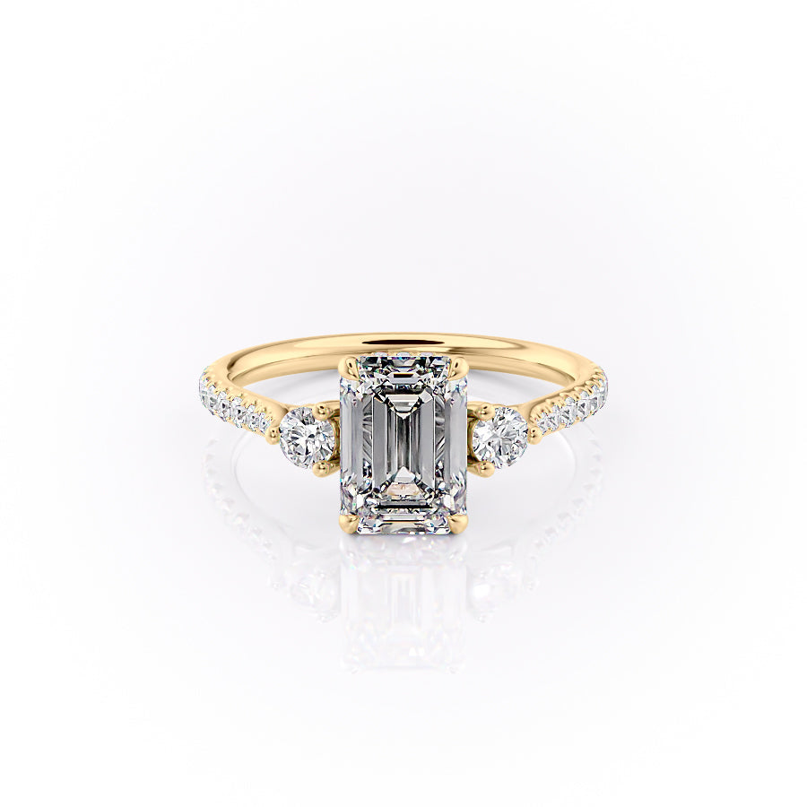 The Pave Lia Set With A 3 Carat Emerald Lab Diamond
