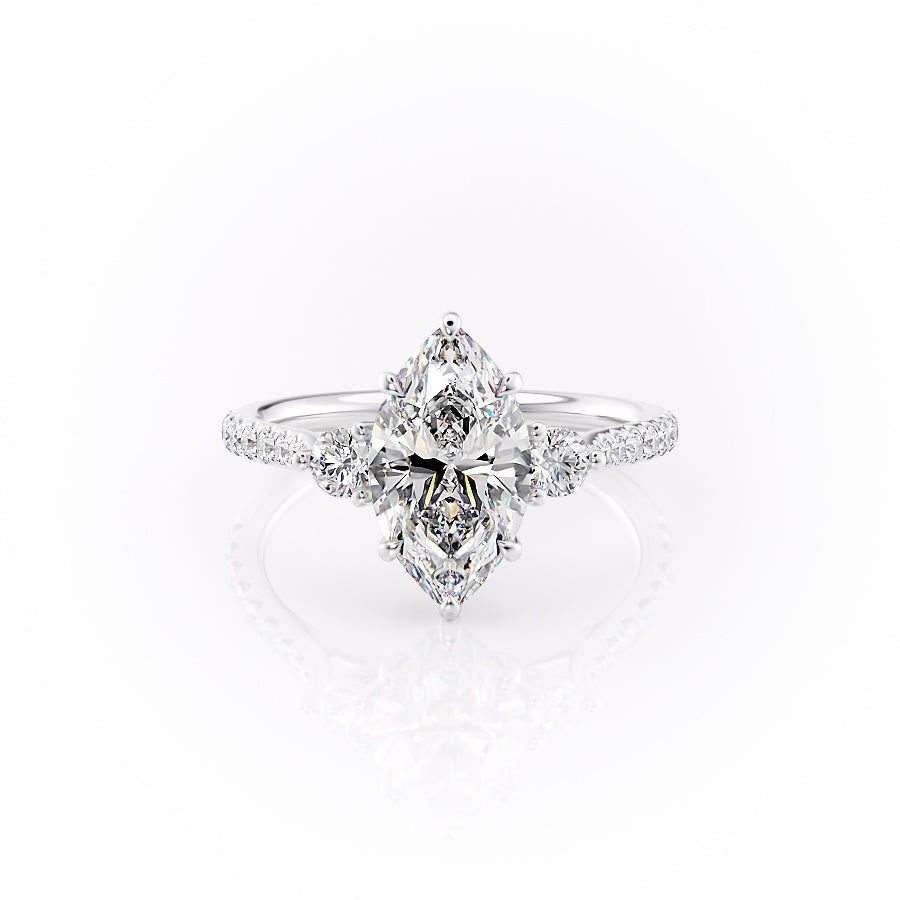 The Pave Lia Set With A 1 Carat Marquise Lab Diamond