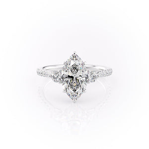 The Pave Lia Set With A 1 Carat Marquise Moissanite