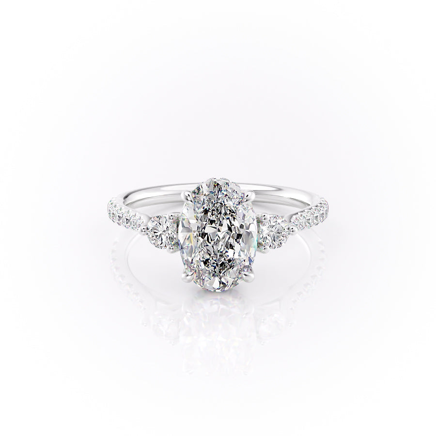 The Pave Lia Set With A 1 Carat Oval Lab Diamond