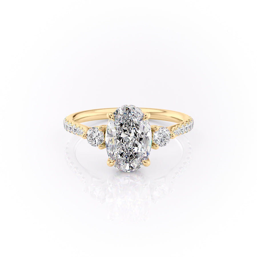 The Pave Lia Set With A 3 Carat Oval Moissanite