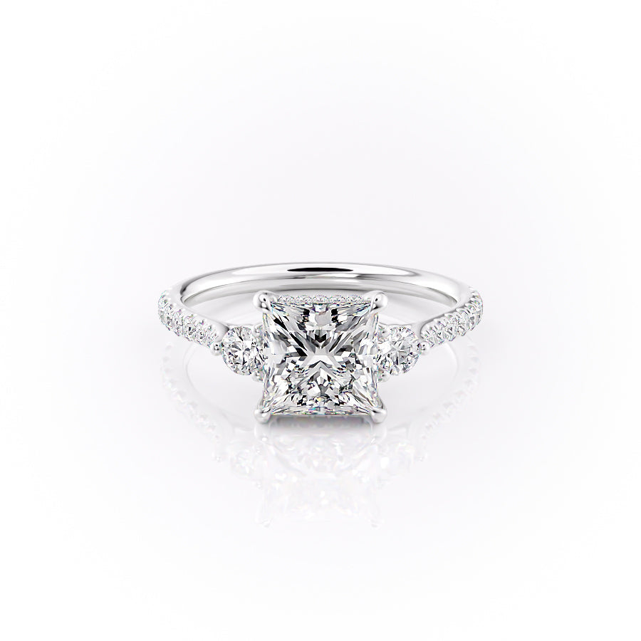 The Pave Lia Set With A 3 Carat Princess Moissanite
