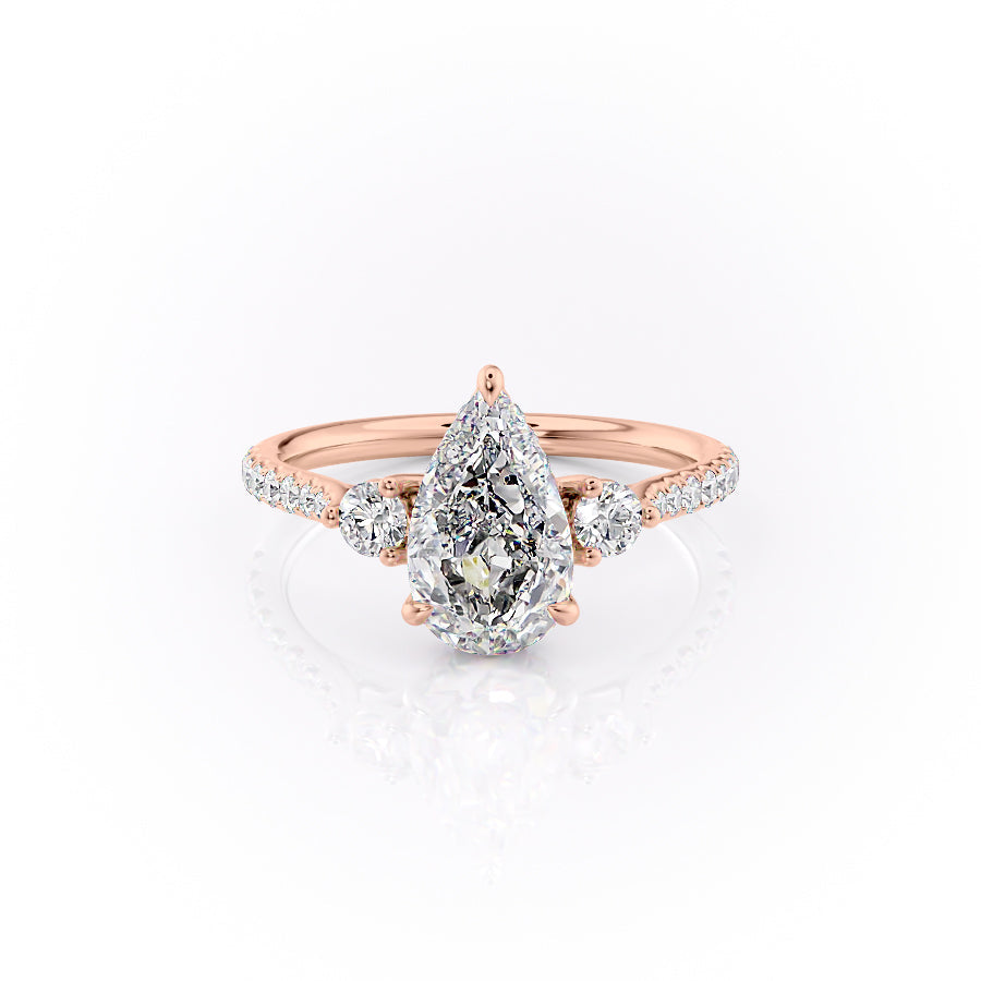 The Pave Lia Set With A 1 Carat Pear Moissanite