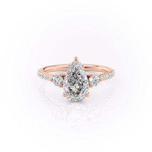 The Pave Lia Set With A 3 Carat Pear Lab Diamond