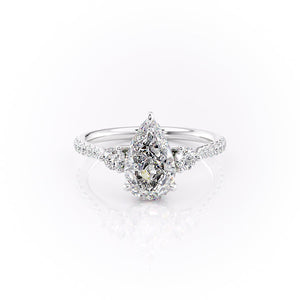 The Pave Lia Set With A 3 Carat Pear Lab Diamond