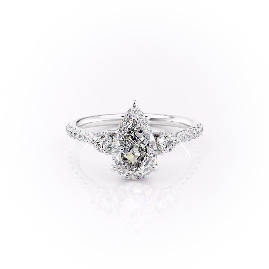 The Pave Lia Set With A 2.5 Carat Pear Lab Diamond