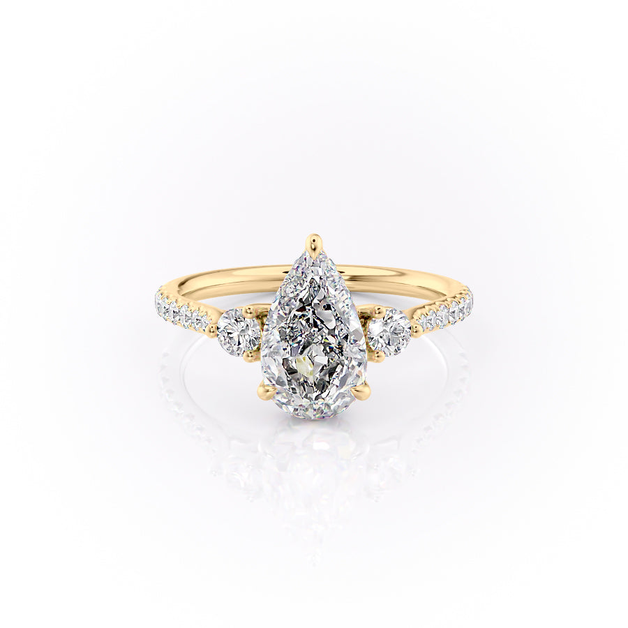 The Pave Lia Set With A 5 Carat Pear Moissanite