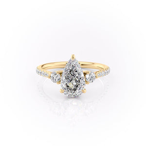 The Pave Lia Set With A 1.5 Carat Pear Lab Diamond