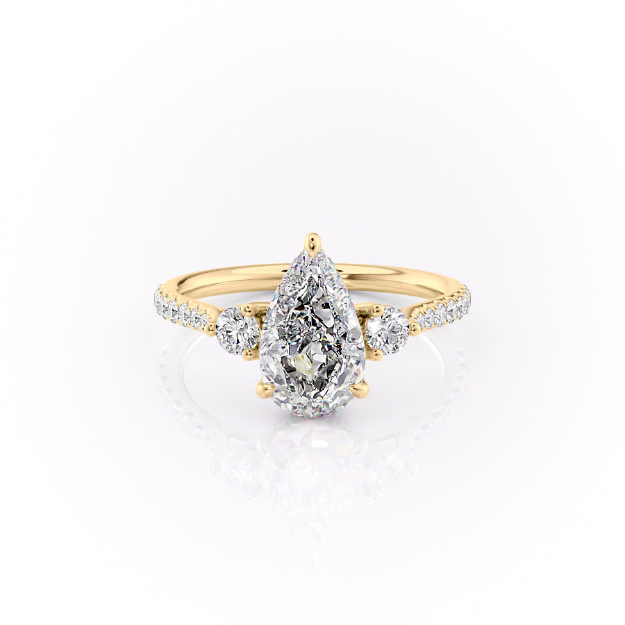 The Pave Lia Set With A Pear Moissanite