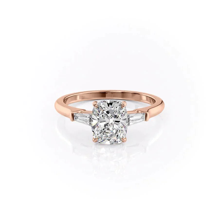The Liv Set With A 2.5 Carat Elongated Cushion Lab Diamond