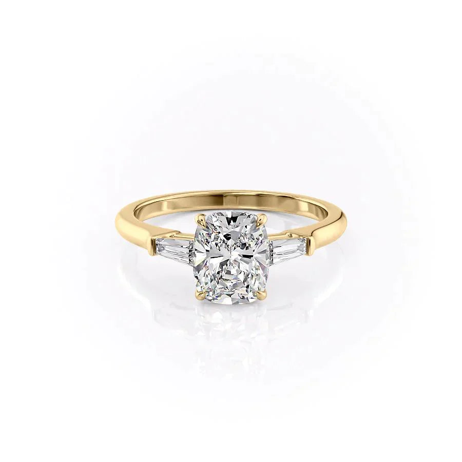 The Liv Set With A 2 Carat Elongated Cushion Moissanite