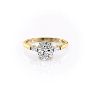 The Liv Set With A 2 Carat Elongated Cushion Moissanite