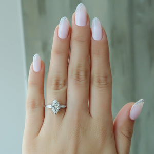 The Liv Set With A 1.5 Carat Marquise Lab Diamond