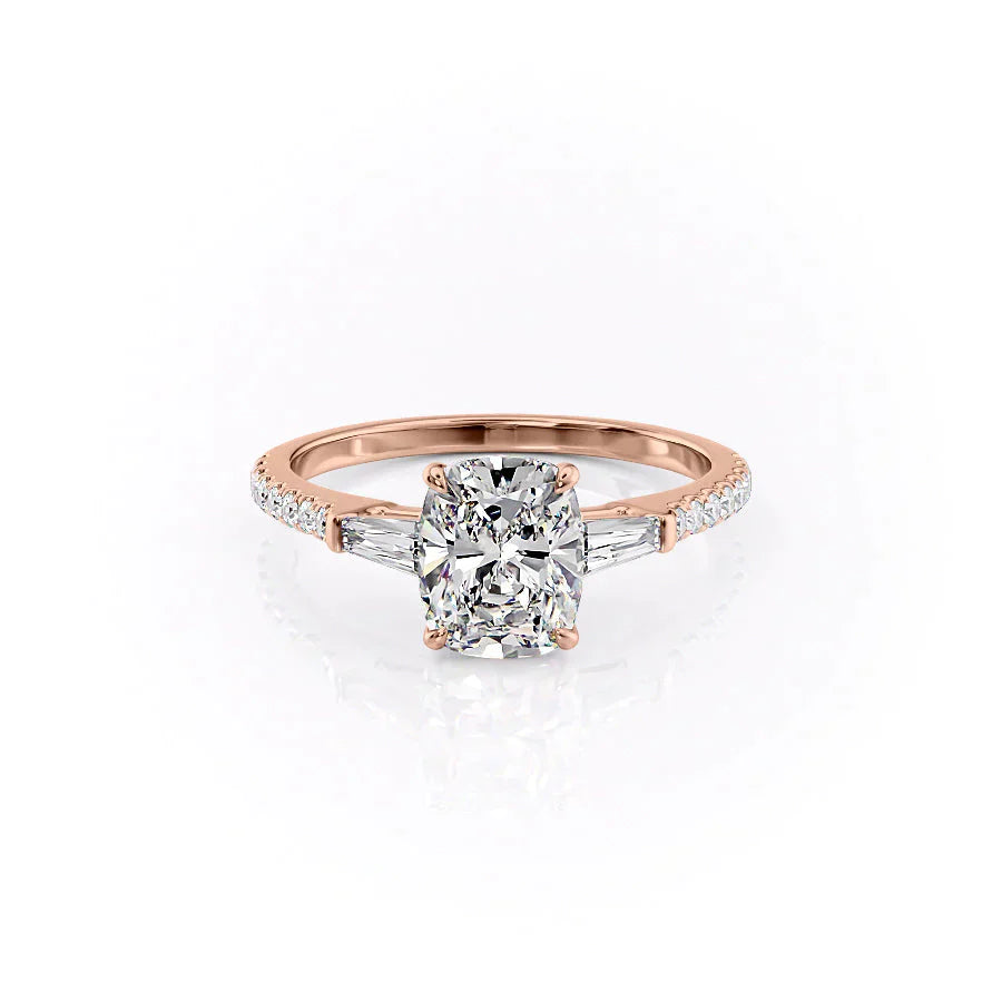 The Pave Liv Set With A 1 Carat Elongated Cushion Moissanite