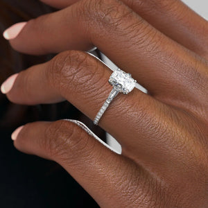 The Pave Liv Set With A 2 Carat Elongated Cushion Lab Diamond