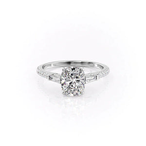 The Pave Liv Set With A 1 Carat Elongated Cushion Moissanite
