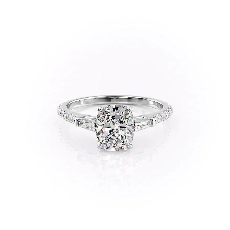 The Pave Liv Set With A 3 Carat Elongated Cushion Moissanite