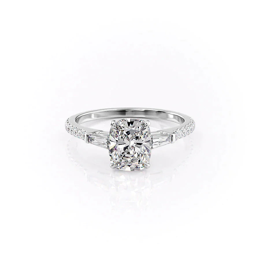 The Pave Liv Set With A 2.5 Carat Elongated Cushion Lab Diamond