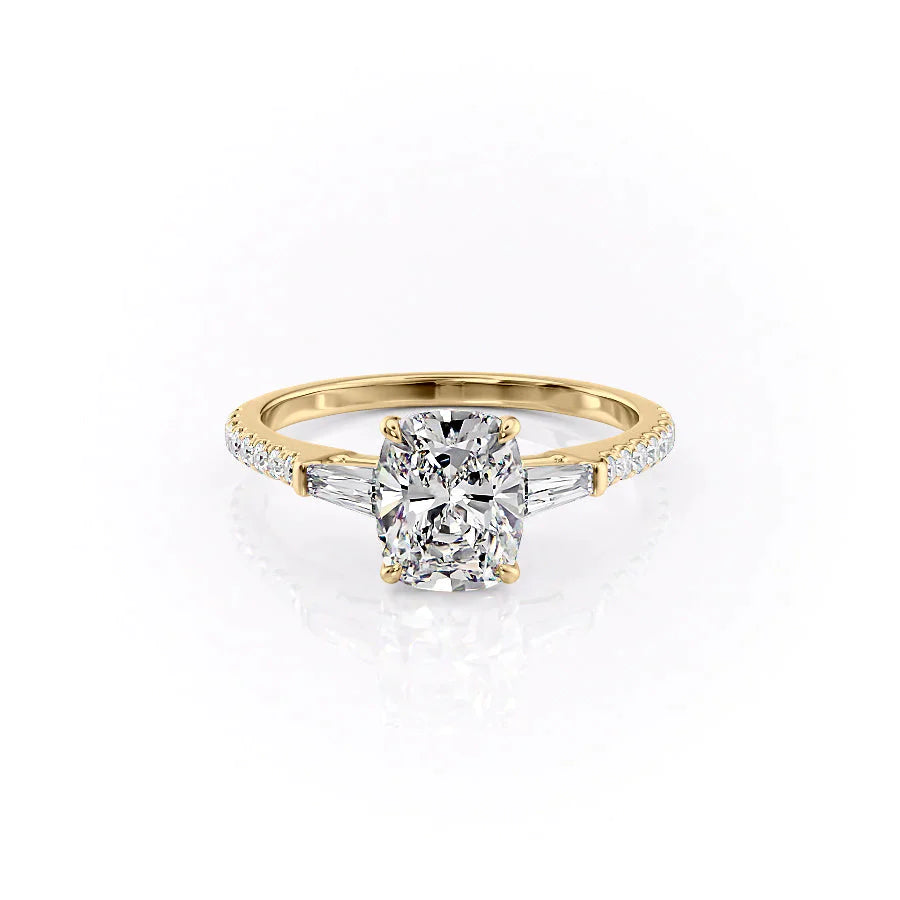 The Pave Liv Set With A 2 Carat Elongated Cushion Lab Diamond