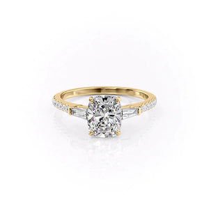The Pave Liv Set With A 2 Carat Elongated Cushion Lab Diamond