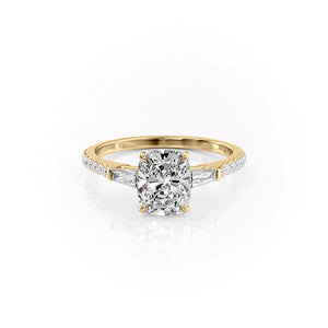 The Pave Liv Set With A 2 Carat Elongated Cushion Moissanite