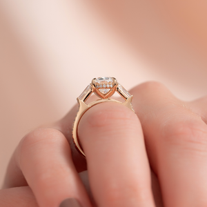The Pave Liv Set With A 1.5 Carat Elongated Cushion Lab Diamond